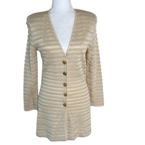 Salvatore Ferragamo Striped Long Line Cardigan Sz S